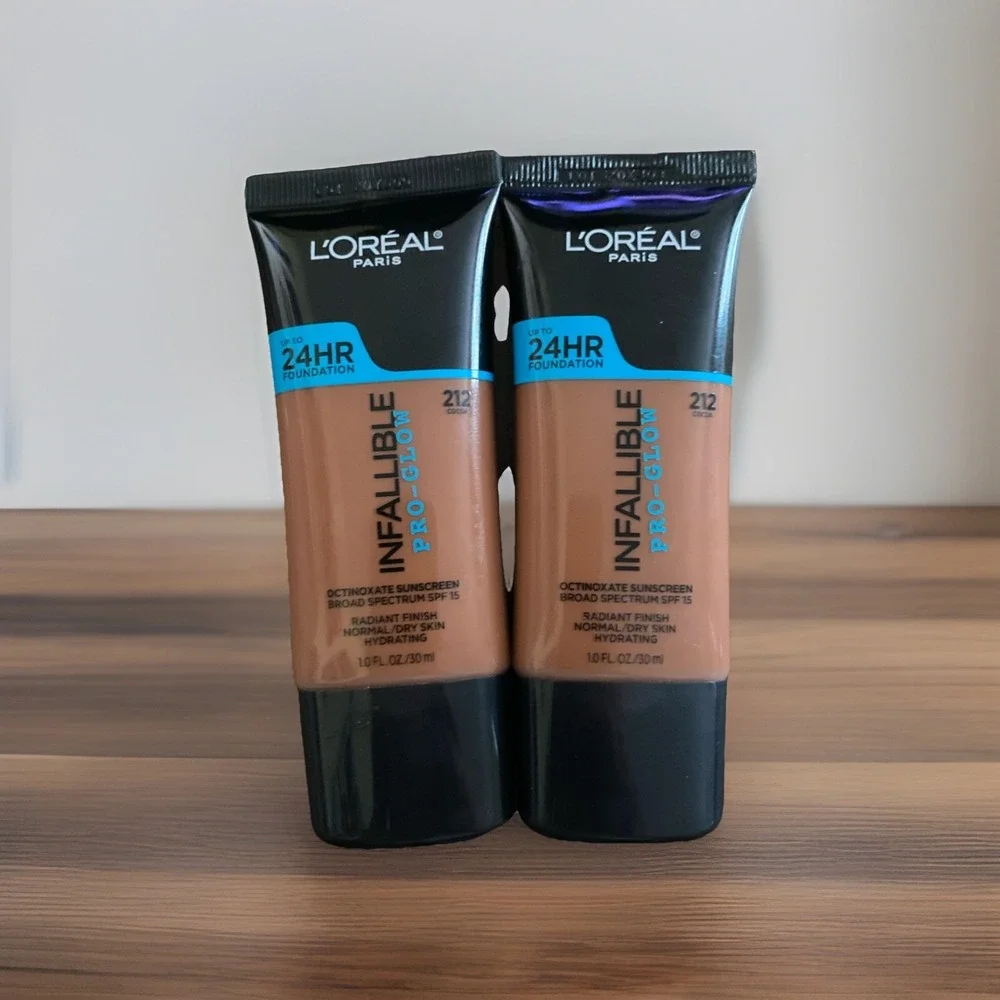 LOreal Infallible Pro-Glow 24HR Foundation # 212 Cocoa 1 Oz Ea Lot Of 2